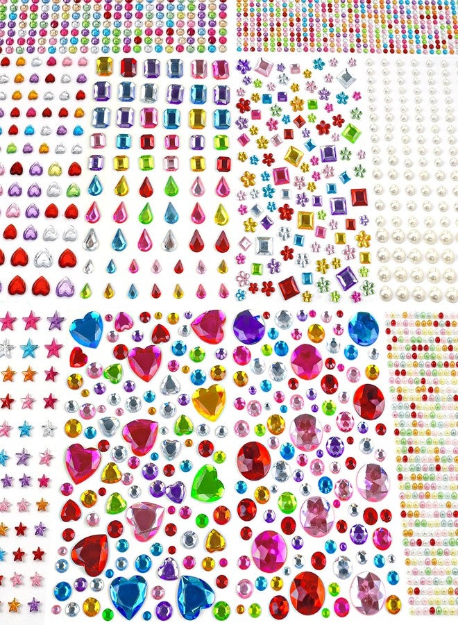 OHOME 3000 PCS Gem Stickers - Self Adhesive Scrapbook Supplies | Rhinestones for Crafts Supplies,Small Earrings Face Nail Jewels for Kids - Face Gems Body Glitter Hair Jewelry for Women,Valentines Gifts - Image 1
